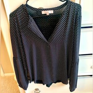 The Loft black and white polka dot blouse
